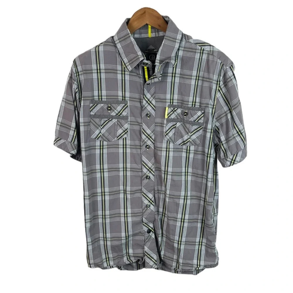 BF713 Mens CAVI Urban Military Style Plaid Button Down Shirt XL
